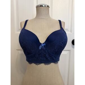 Victoria’s Secret Midnight Navy Lace Body By‎ Victoria Lined Demi 36D Underwire